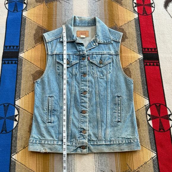 Vintage Levi's Womens Medium Denim Vest Jacket 76589-1212 Motorcycle Harley - Picture 9 of 9